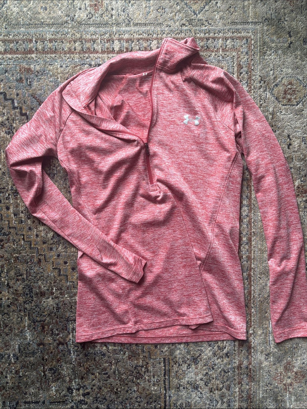 Under Armour Heathered Rose Pink Quarter-Zip Training Top